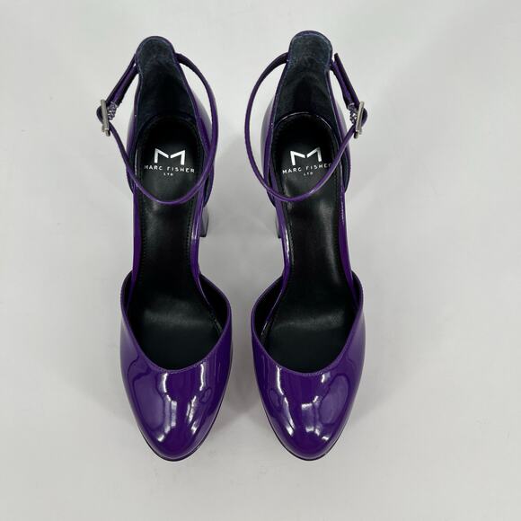 Marc Fisher Lucah Ankle Strap Platform Pump Womens 7.5M Purple Patent Leather - Picture 3 of 10